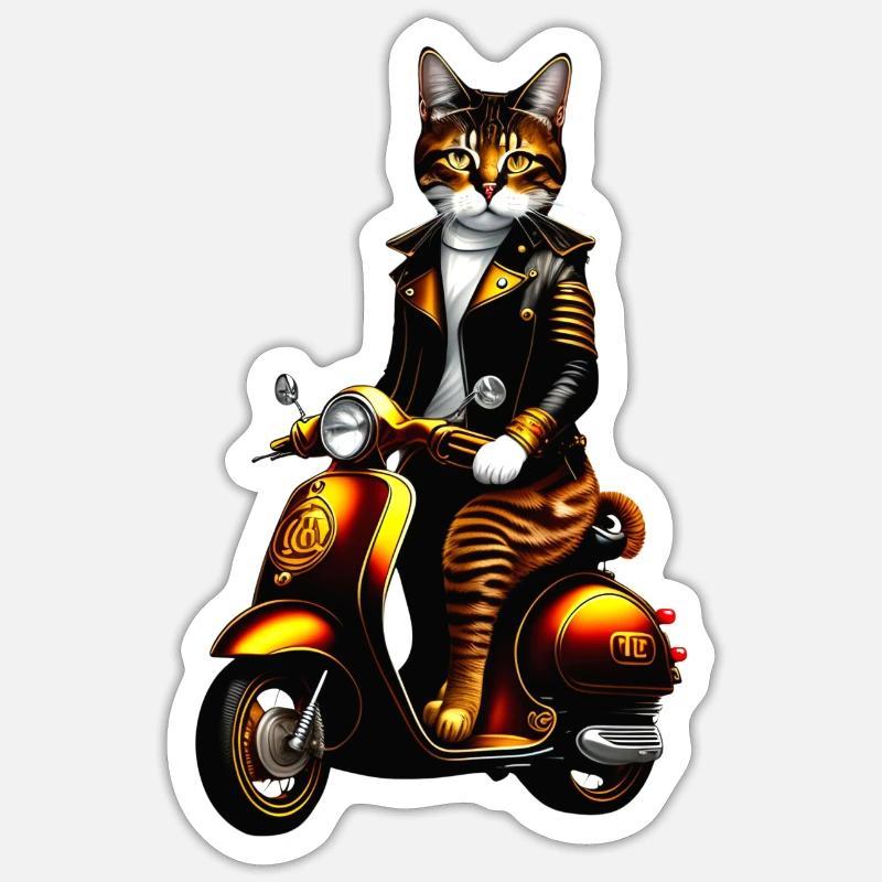 Steampunk Cat - Sticker size S (10 x 10 cm) - white matte