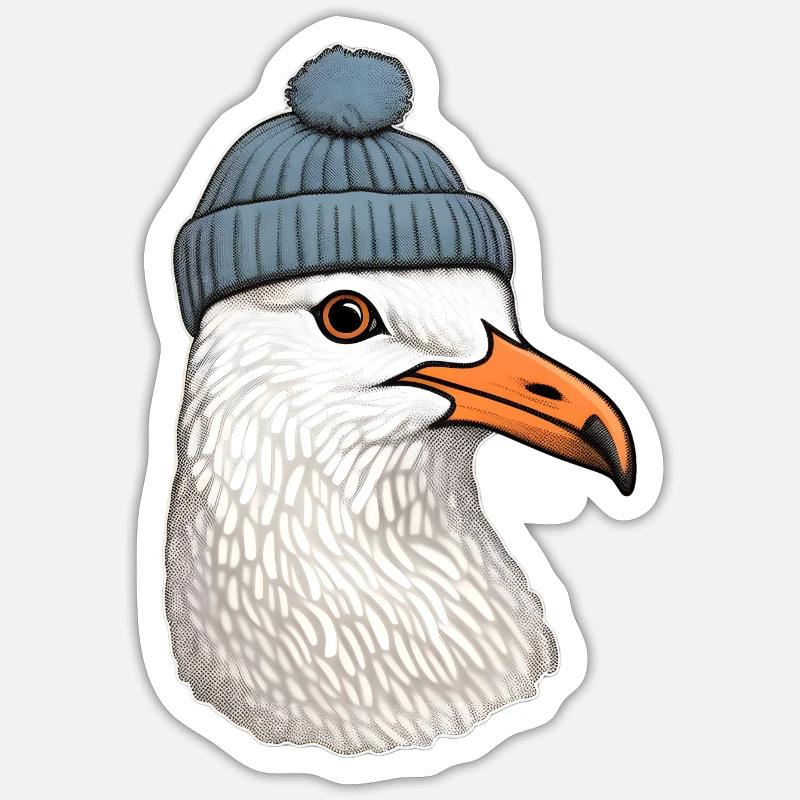 Seefahrer Möwe - Sticker Größe S (10 x 10 cm) - Mattweiß