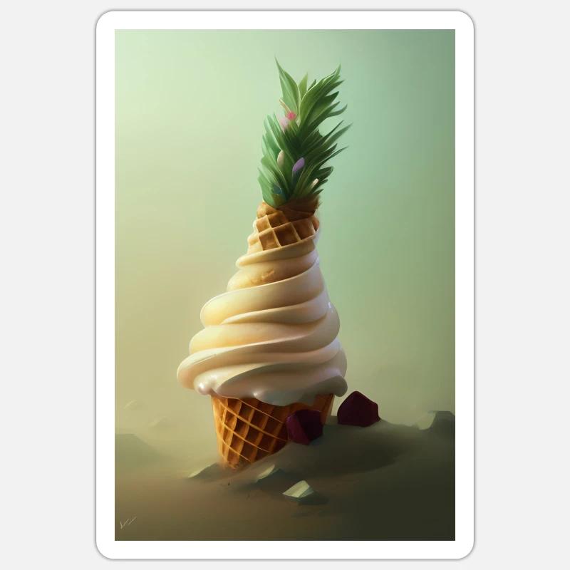 Eiscreme - Sticker Größe S (10 x 10 cm) - Mattweiß