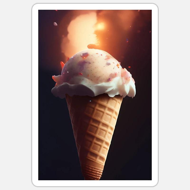 Eiscreme - Sticker Größe S (10 x 10 cm) - Mattweiß