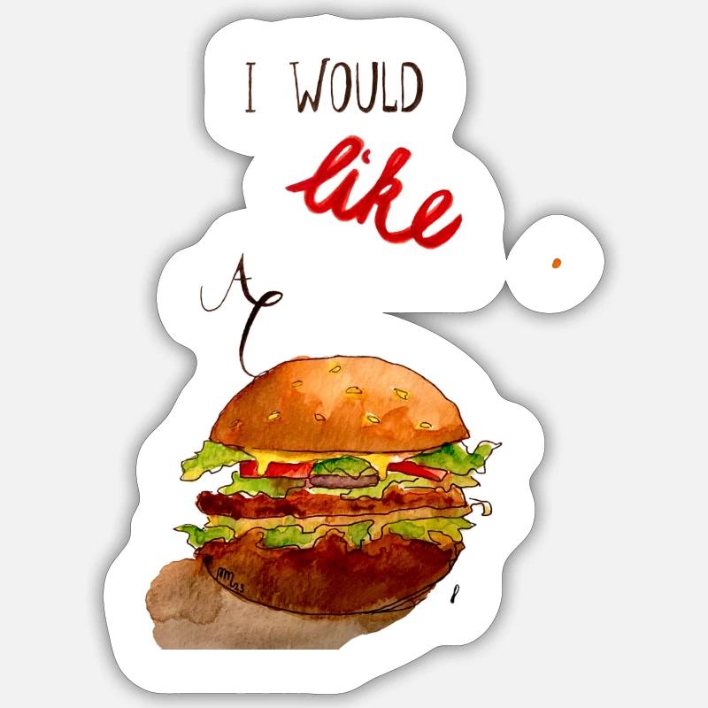 I would Luke a hamburger - Sticker Größe S (10 x 10 cm) - Mattweiß