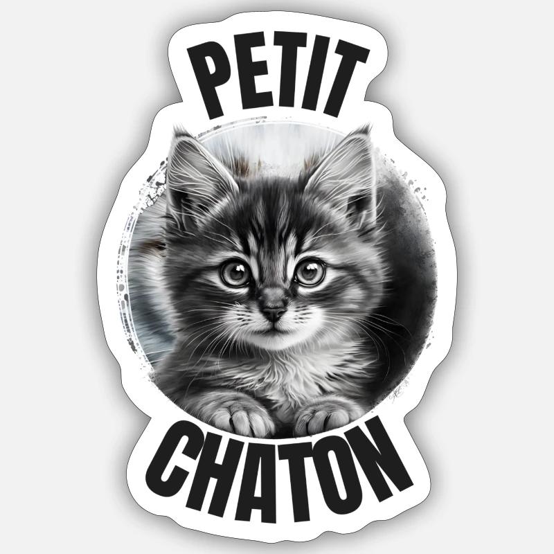 Petit chaton - Sticker taille S (10 x 10 cm) - blanc mat