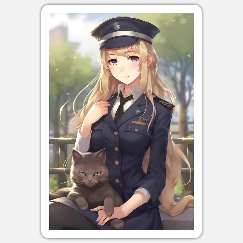 Anime Mädchen Uniform Geschenk Sticker Größe S (10 x 10 cm)