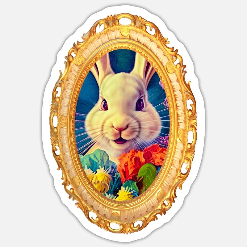 Lapin mignon - Sticker taille S (10 x 10 cm) - blanc mat