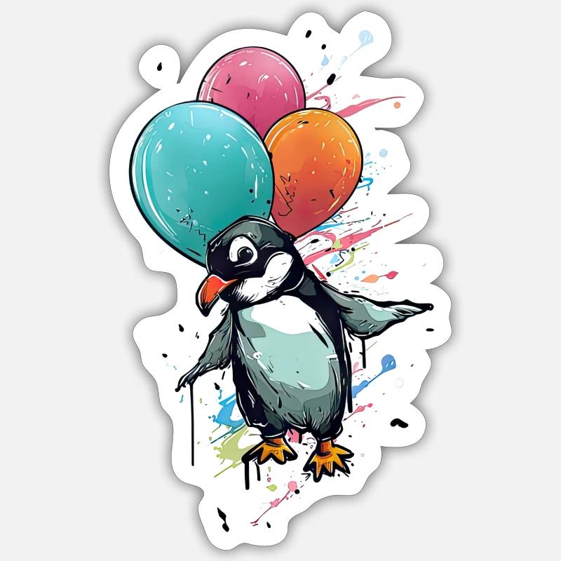 Pingouin volant - Sticker taille S (10 x 10 cm) - blanc mat