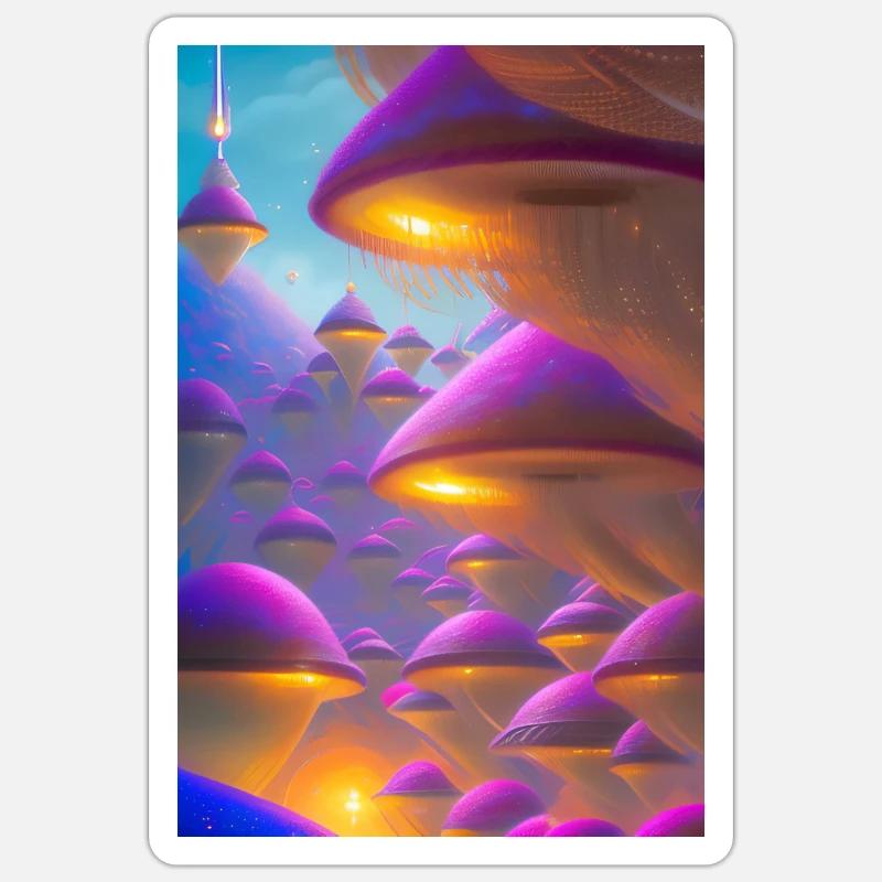 Mushroms - Sticker taille S (10 x 10 cm) - blanc mat