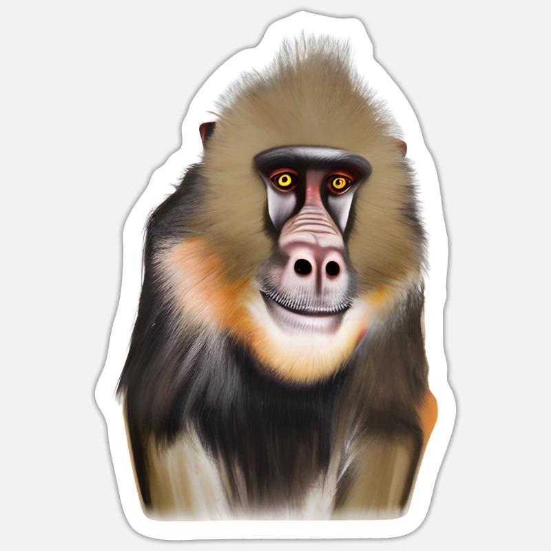 Mandrill Monkey - Sticker size S (10 x 10 cm) - white matte