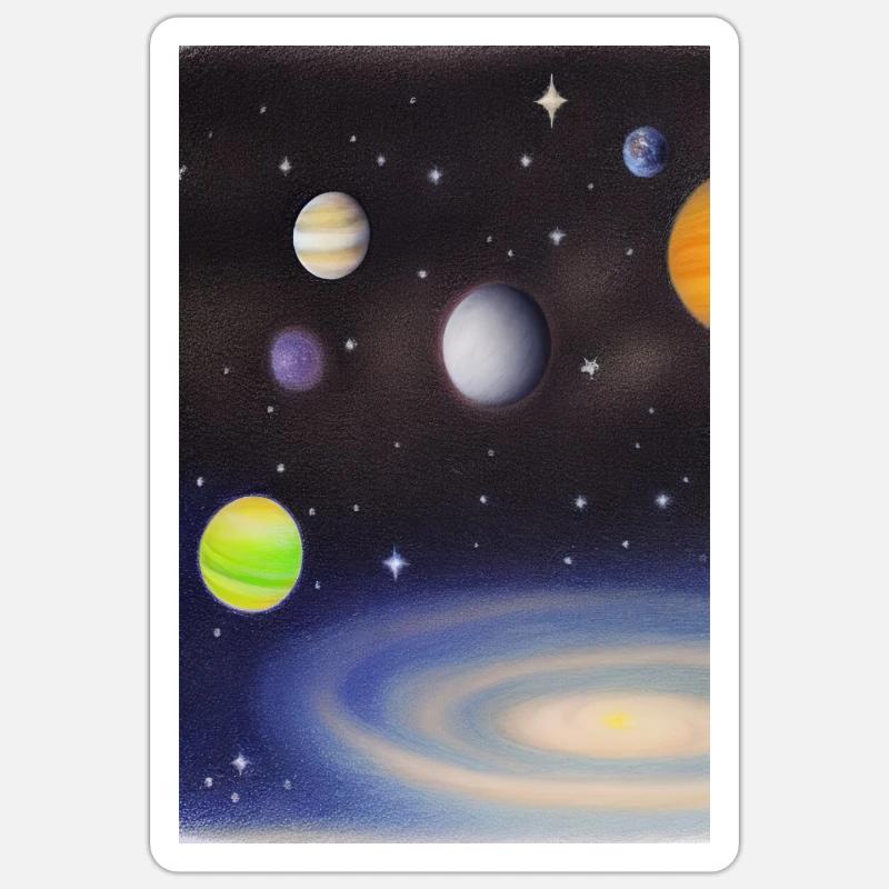 Space and planets - Sticker size S (10 x 10 cm) - white matte