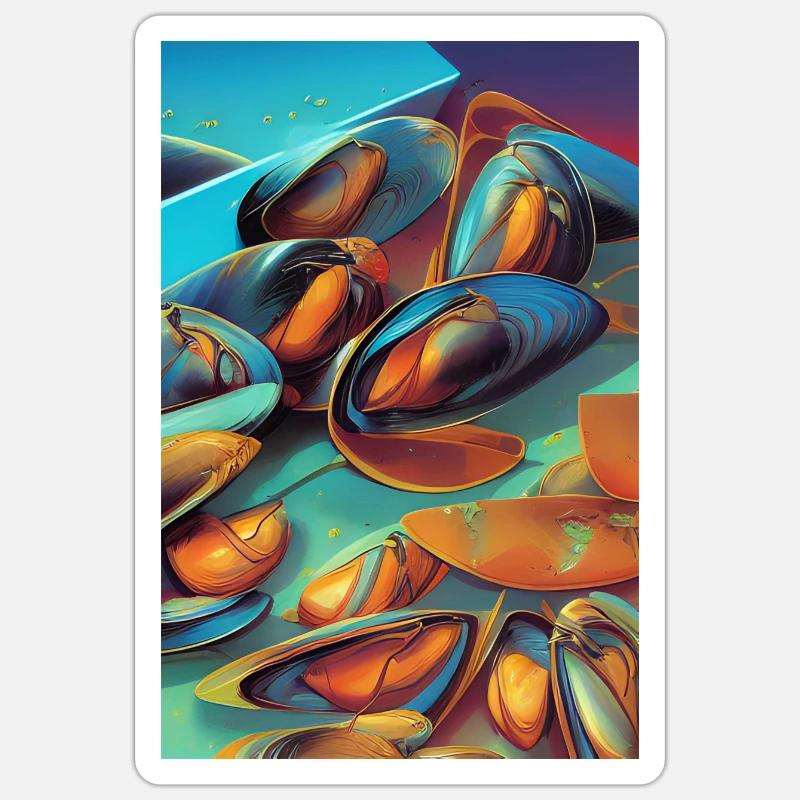 Moules - Sticker taille S (10 x 10 cm) - blanc mat
