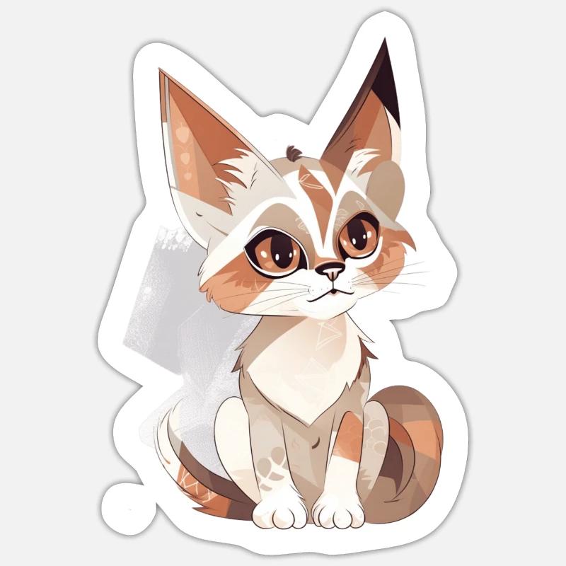Chat mignon - Sticker taille S (10 x 10 cm) - blanc mat