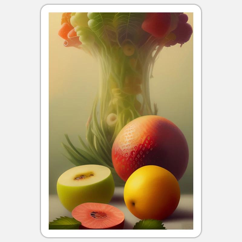 Früchte - Sticker Größe S (10 x 10 cm) - Mattweiß