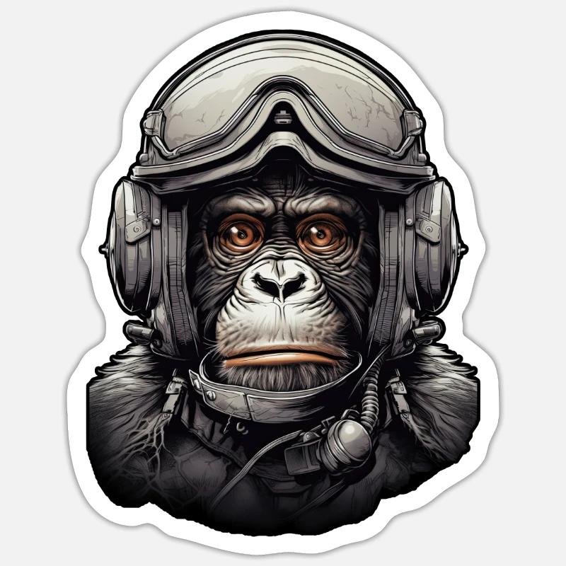 Pilot Monkey Digital Art - Sticker size S (10 x 10 cm) - white matte