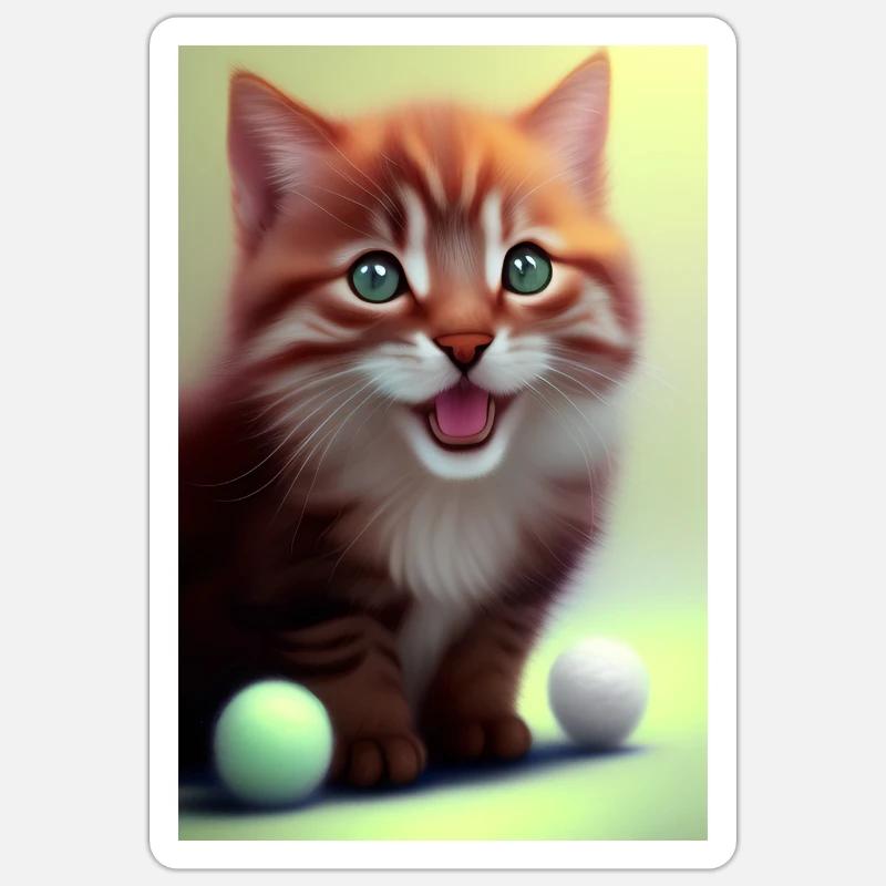Petit bébé chat mignon Sticker taille S (10 x 10 cm)
