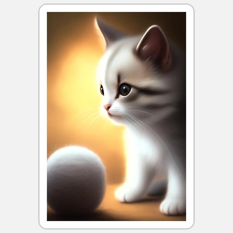 Petit bébé chat mignon Sticker taille S (10 x 10 cm)