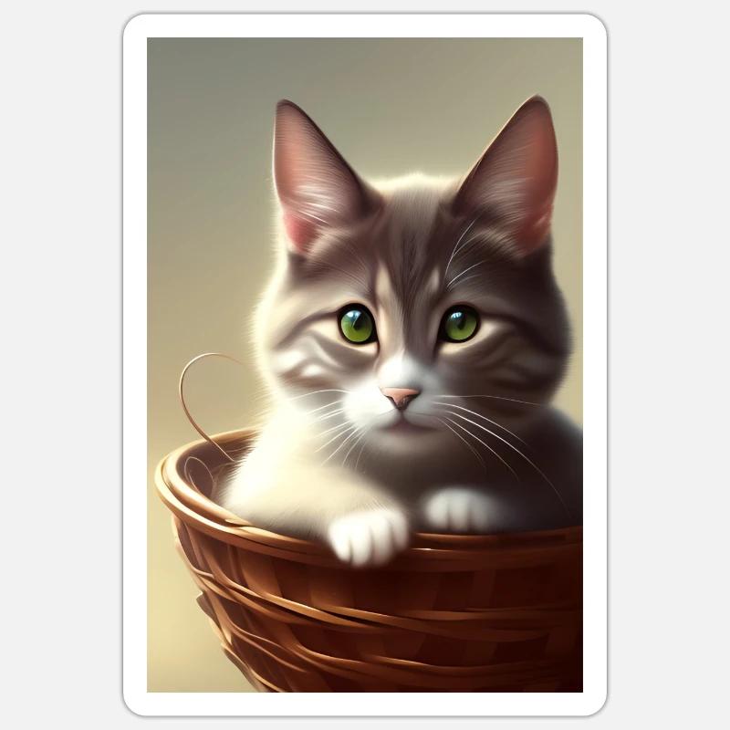 Mignon bébé chat Sticker taille S (10 x 10 cm)