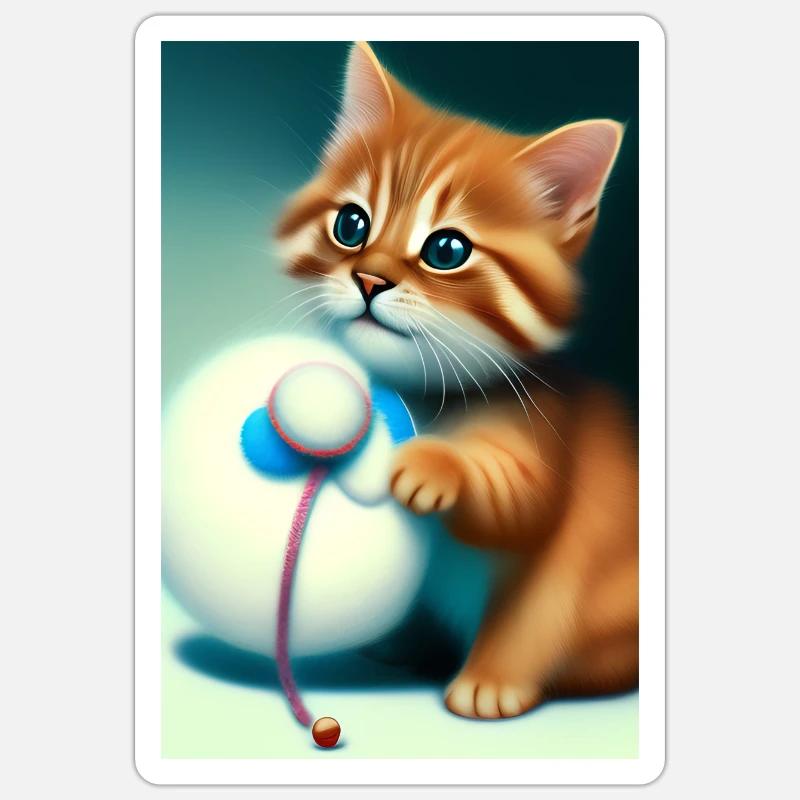 Petit bébé chat mignon Sticker taille S (10 x 10 cm)