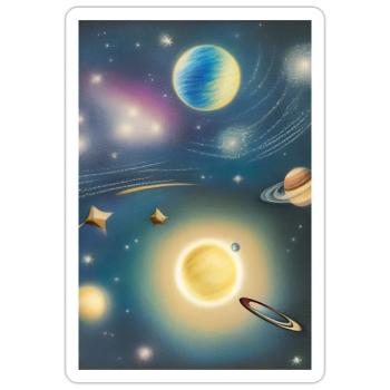 Weltall und Planeten - Sticker Größe S (10 x 10 cm) - Mattweiß - Vorne
