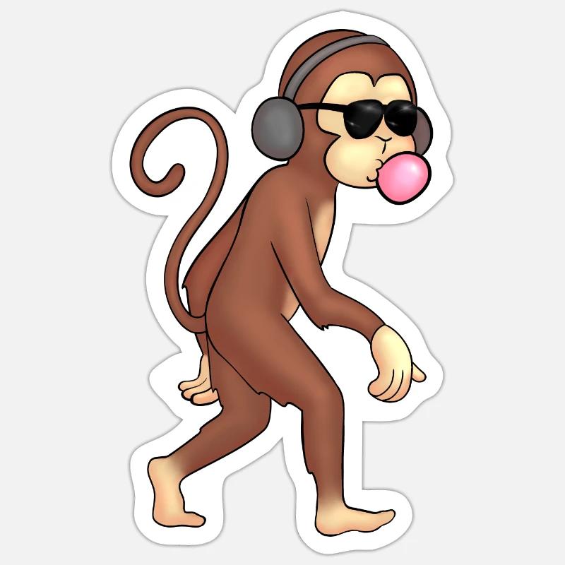 Singe - Sticker taille S (10 x 10 cm) - blanc mat