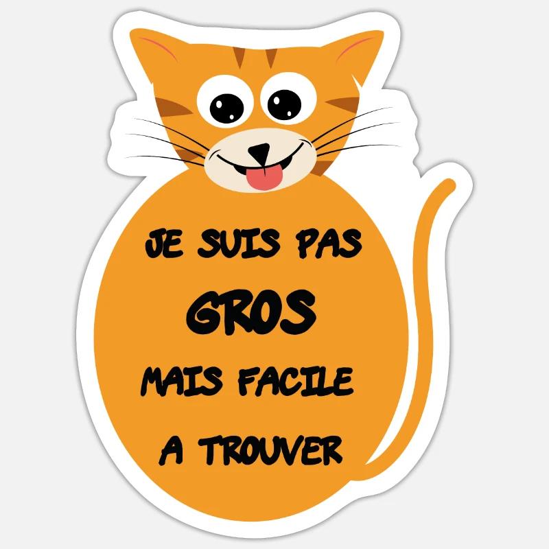Chat enrobé mignon - Sticker taille S (10 x 10 cm) - blanc mat