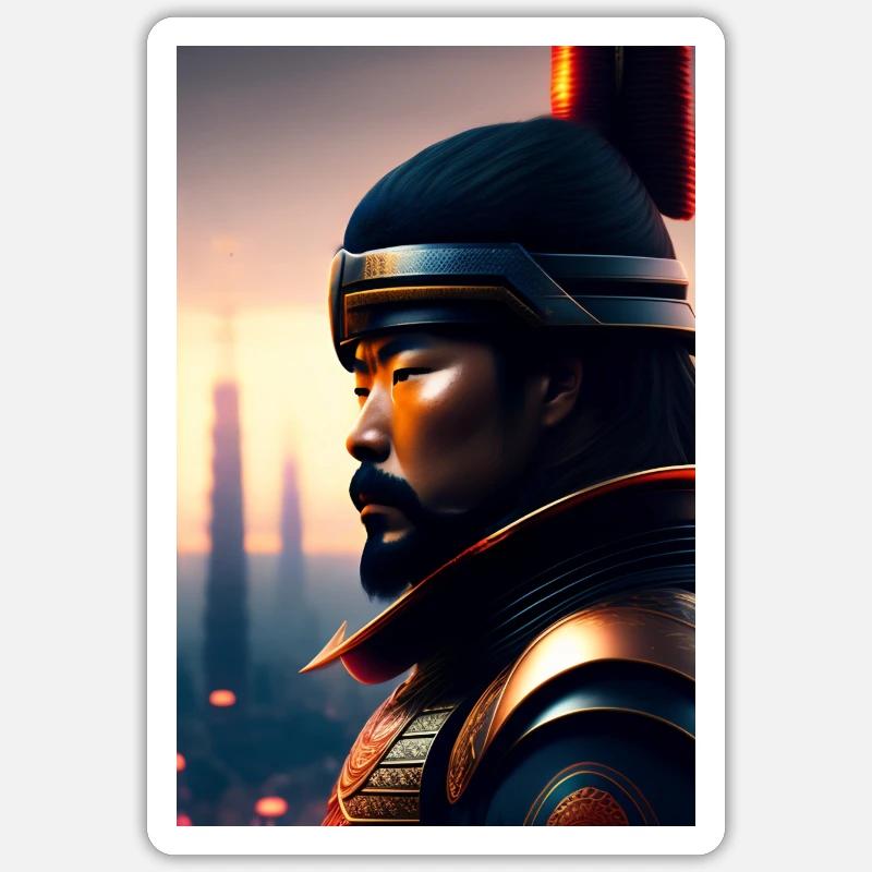 Futuristic Samurai Sticker size S (10 x 10 cm)