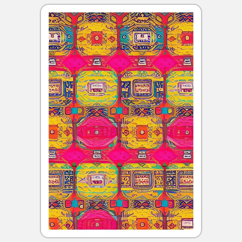 Retro Muster - Sticker Größe S (10 x 10 cm) - Mattweiß
