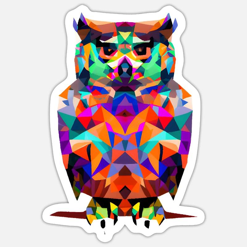 Polygon Eule - Sticker Größe S (10 x 10 cm) - Mattweiß