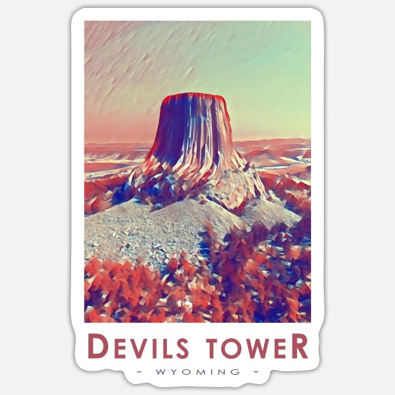 Devils Tower Wyoming - Sticker taille S (10 x 10 cm) - blanc mat
