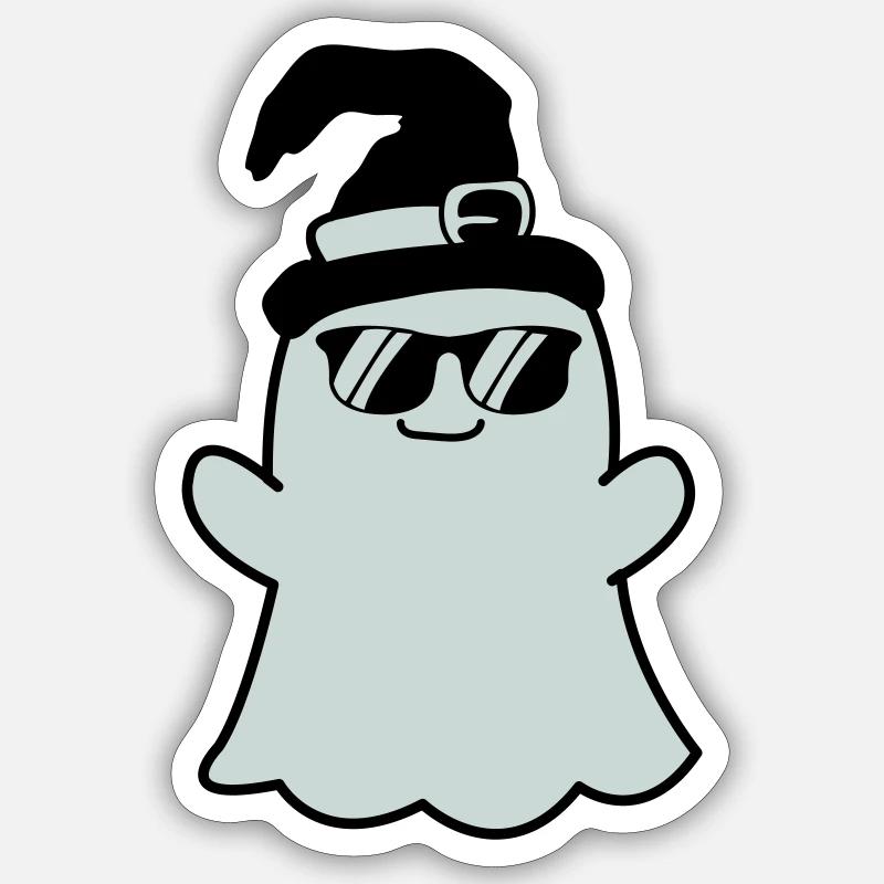 Fantôme Cool - Sticker taille S (10 x 10 cm) - blanc mat