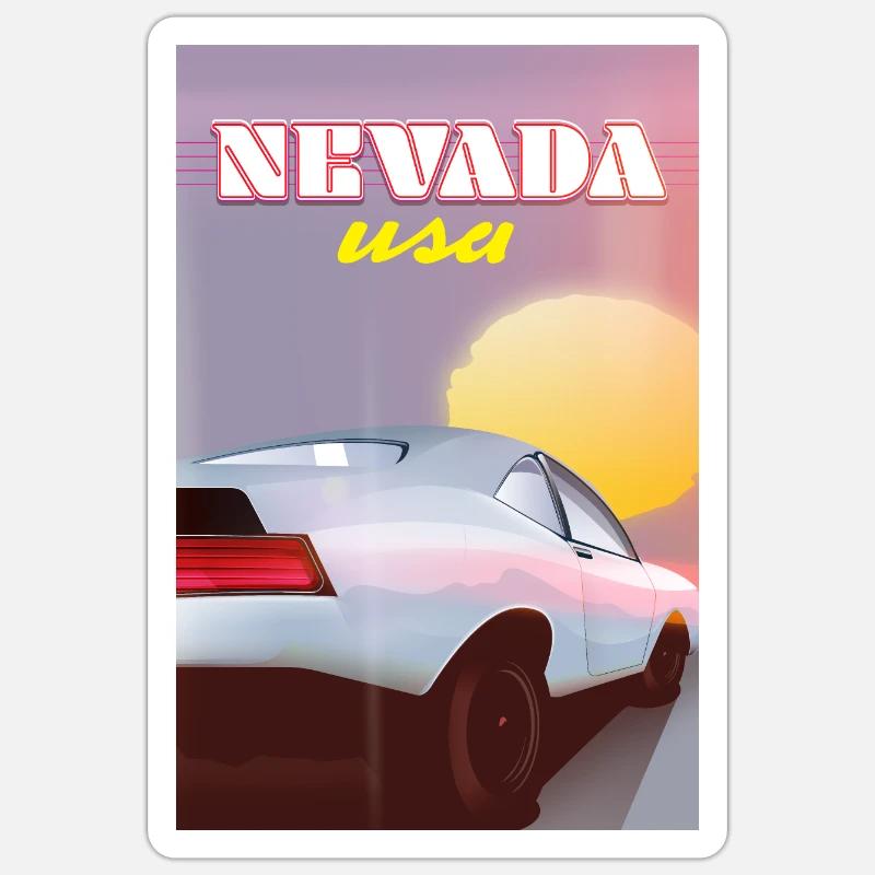 Nevada USA Oldtimer - Sticker Größe S (10 x 10 cm) - Mattweiß