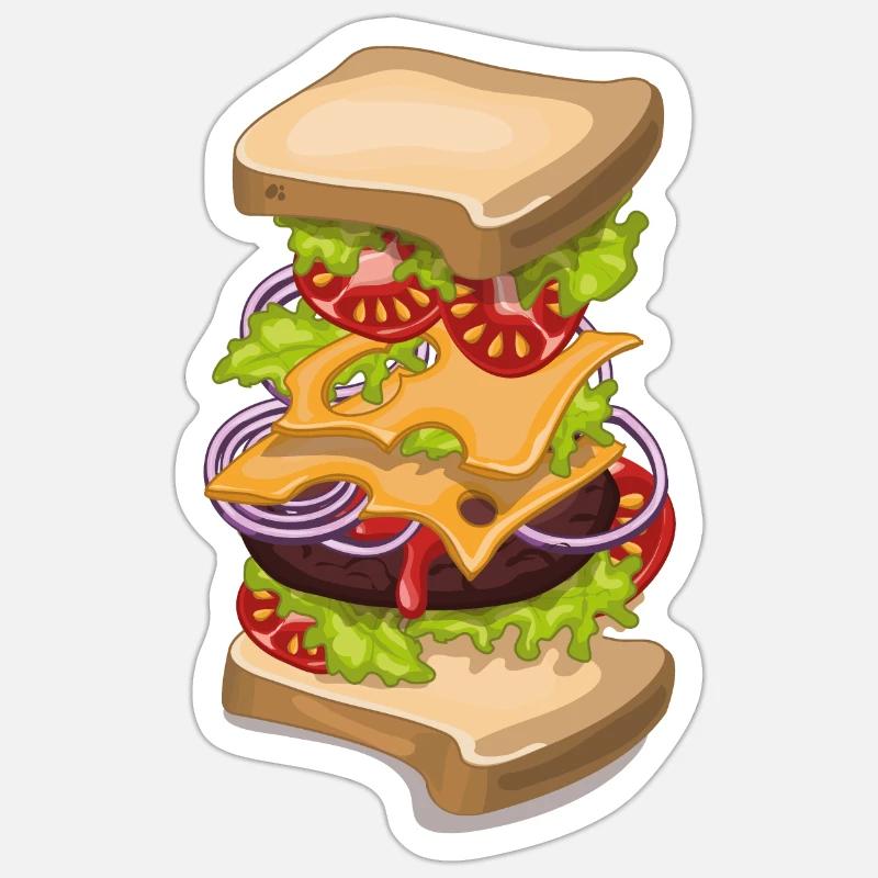 Tall Cheeseburger - Sticker taille S (10 x 10 cm) - blanc mat