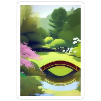 Chinesischer Zen Garten - Sticker Größe S (10 x 10 cm) - Mattweiß - Vorne