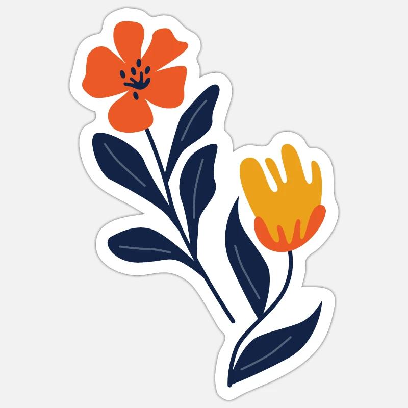 Fleurs classiques adaptées à l’été Sticker taille S (10 x 10 cm)