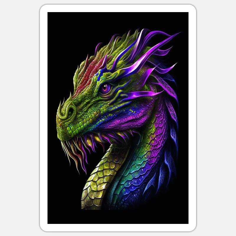 Weiser Drache - Sticker Größe S (10 x 10 cm) - Mattweiß
