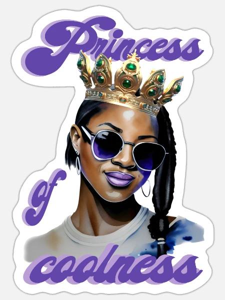 Princess of coolness Frau - Sticker Größe S (10 x 10 cm) - Mattweiß
