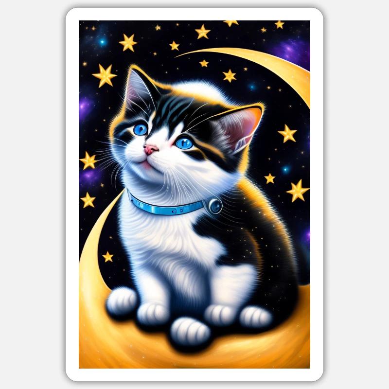 Chaton astronaute dans l’espace Sticker taille S (10 x 10 cm)