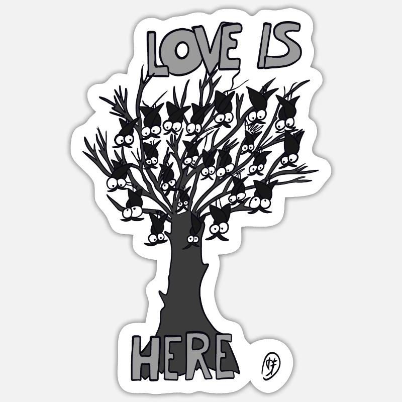 Fledermäuse auf einem Baum - Sticker Größe S (10 x 10 cm) - Mattweiß