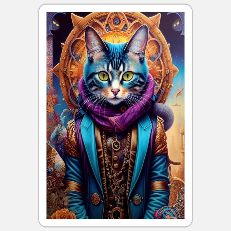 Master cat - Sticker taille S (10 x 10 cm) - blanc mat