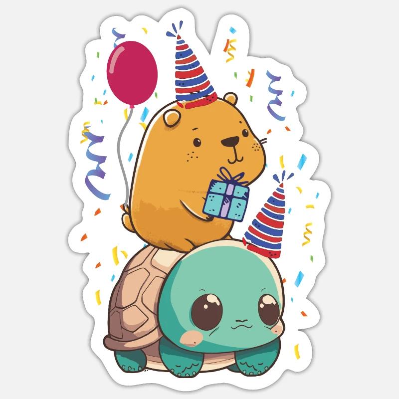 Capybara Geburtstag Sticker Größe S (10 x 10 cm)