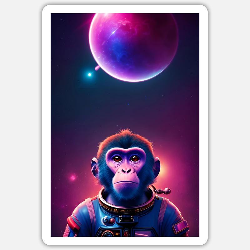 Space Monkey Graphic - Cool Synthwave Astronaut Sticker size S (10 x 10 cm)