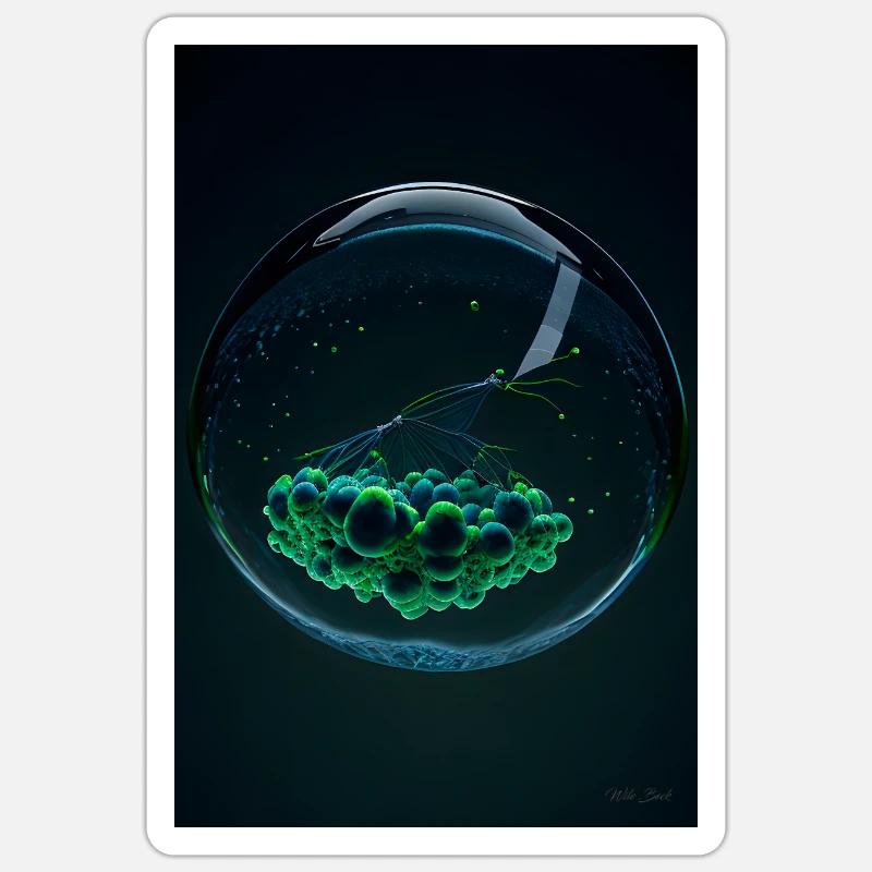 Clouds in a bubble green 3 Sticker size S (10 x 10 cm)