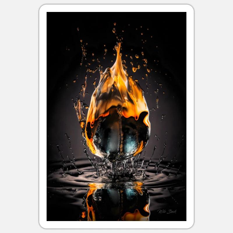 Drop fire 4 - Sticker size S (10 x 10 cm) - white matte