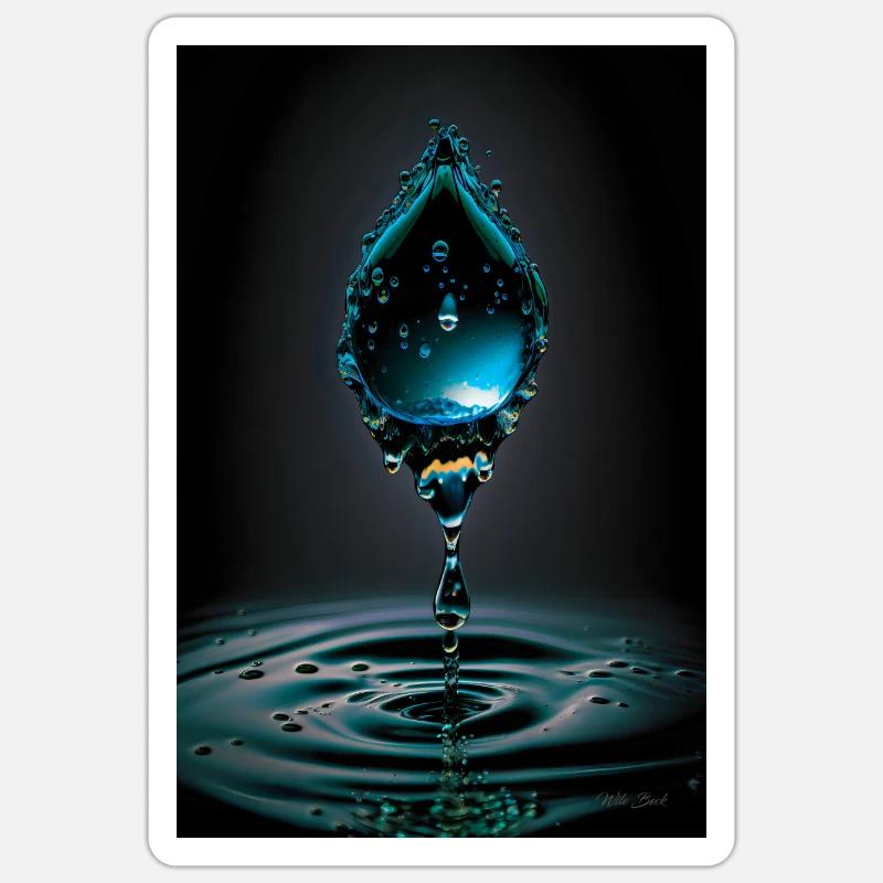 Drop cyan 2 - Sticker size S (10 x 10 cm) - white matte