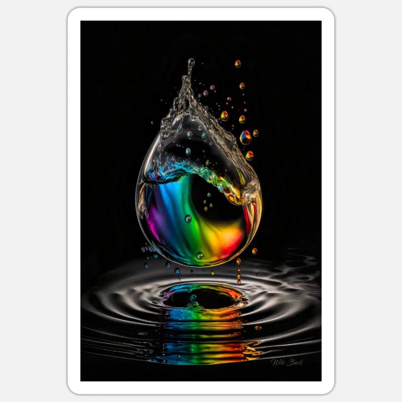 Drop arc-en-ciel 2 - Sticker taille S (10 x 10 cm) - blanc mat