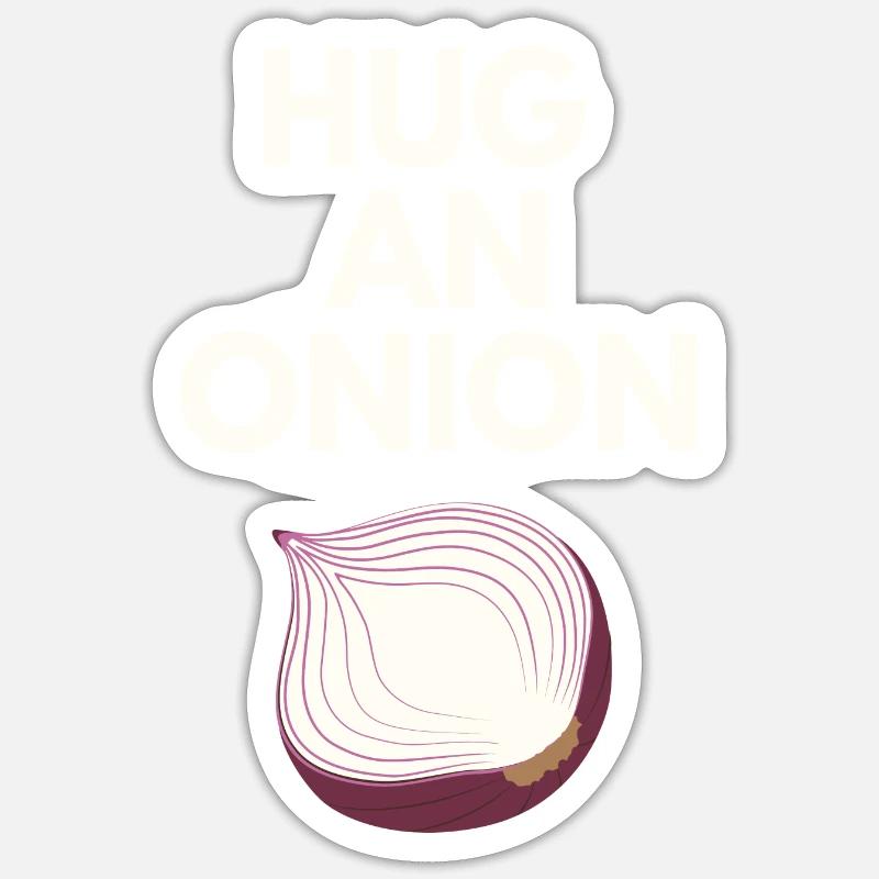 HUG AN ONION - Sticker size S (10 x 10 cm) - white matte