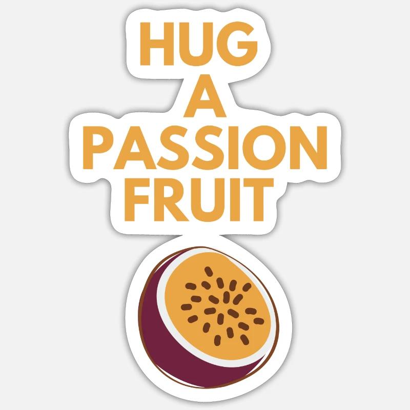 HUG A PASSION FRUIT - Sticker size S (10 x 10 cm) - white matte