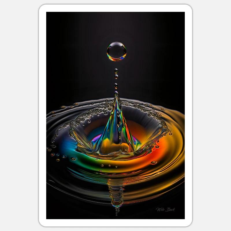 Drop arc-en-ciel 4 - Sticker taille S (10 x 10 cm) - blanc mat