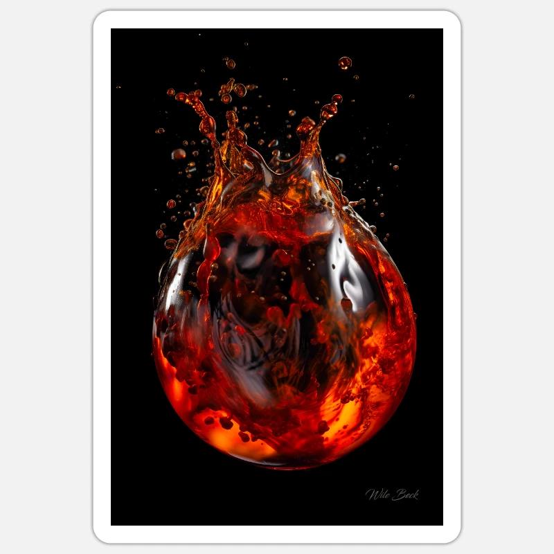 Gouttes de magma 5 - Sticker taille S (10 x 10 cm) - blanc mat