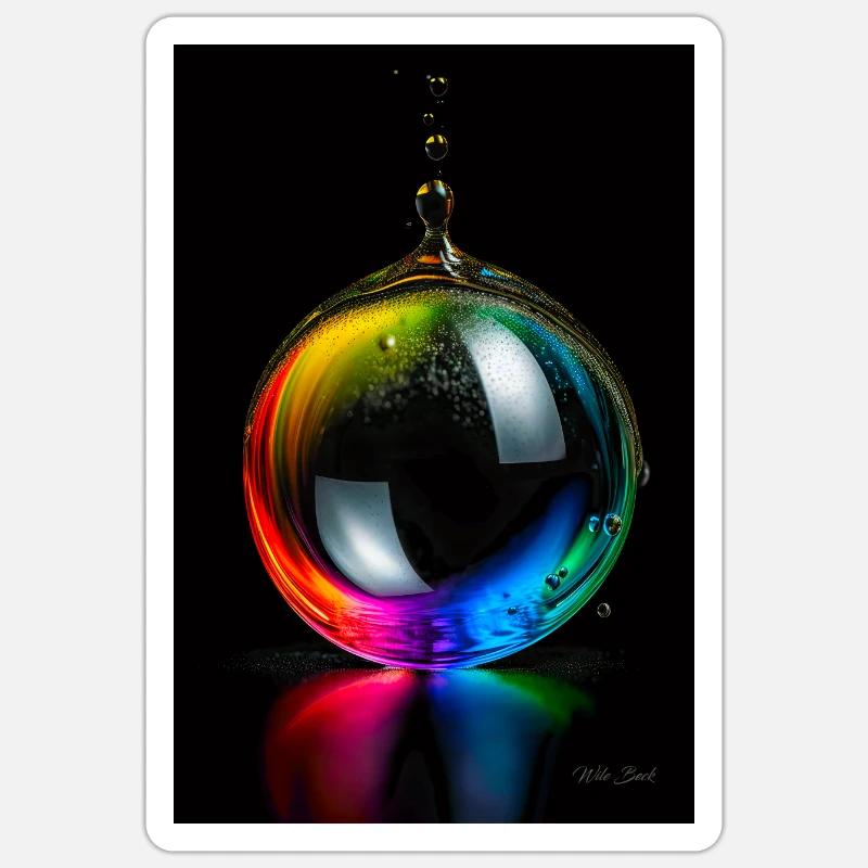 Drop arc-en-ciel 5 - Sticker taille S (10 x 10 cm) - blanc mat