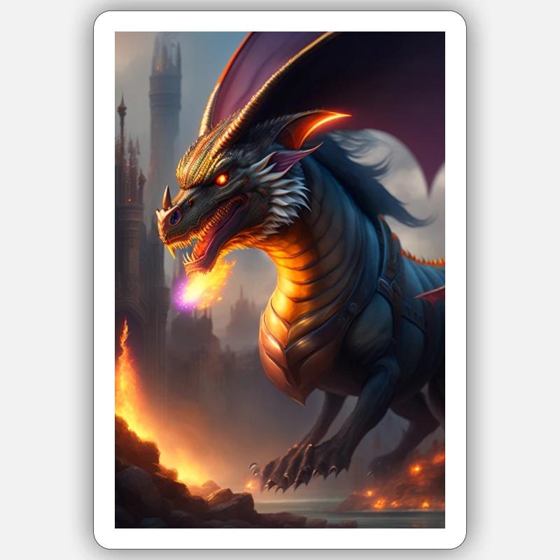 Dragon - Sticker taille S (10 x 10 cm) - blanc mat