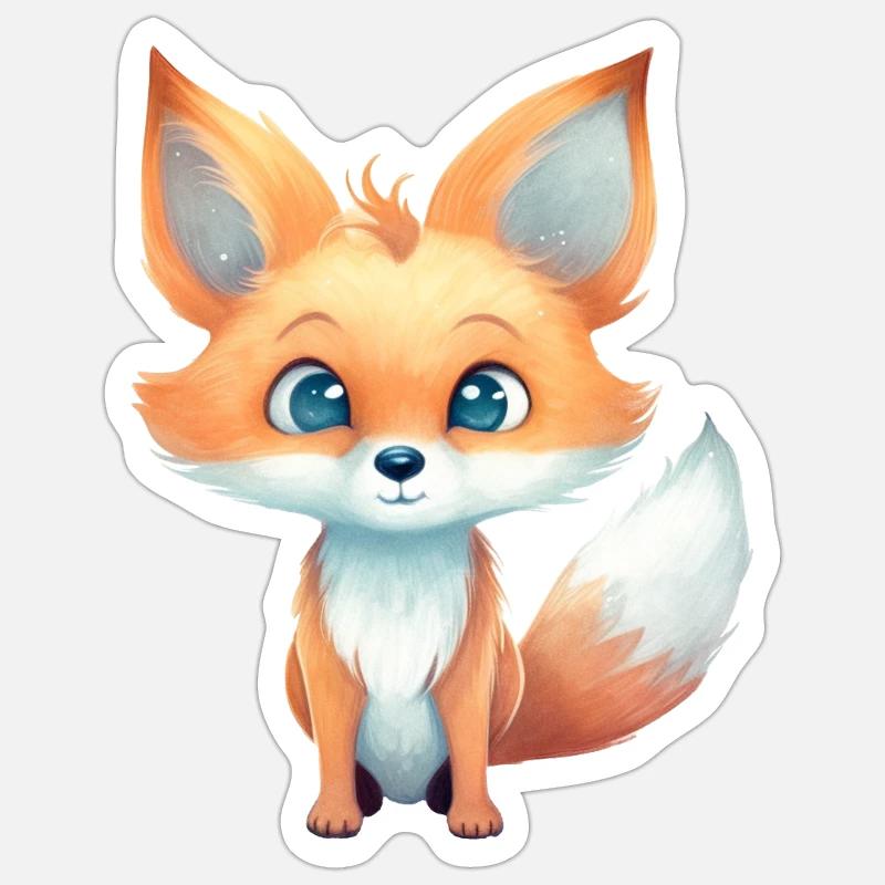 Fuchs Putzig Waldtier Wasserfarben Sticker Größe S (10 x 10 cm)
